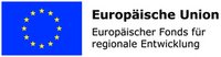 Flagge der Europäischen Union mit Text zum Europäischen Fonds für regionale Entwicklung